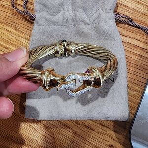 Authentic David Yurman Yellow Gold Diamond Cable Bracelet